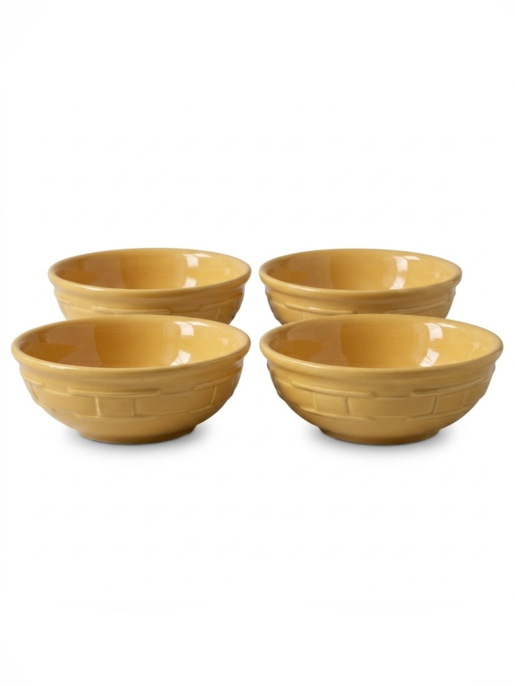 Longaberger Bowls Set of 4 Yellow Discontinued Plus 2 Toothpick Holders - Picture 3 of 6